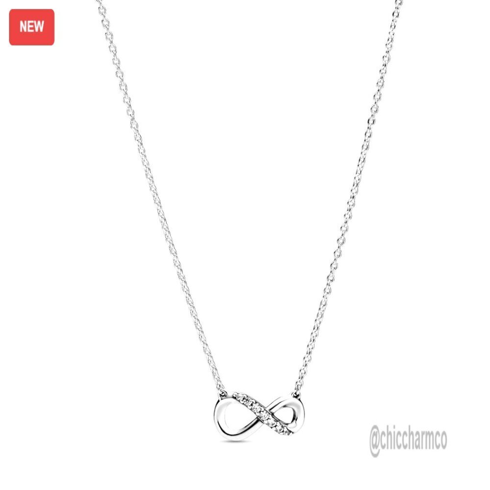 Sterling Silver Infinity Necklace with Cubic Zirconia, 19.7 Inches